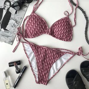 Dior Pink Monogram Bikini Set